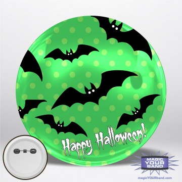 Happy Halloween Bats (Green) Personalizable Park Button