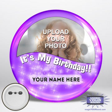 Happy Birthday Photo (Purple) Button