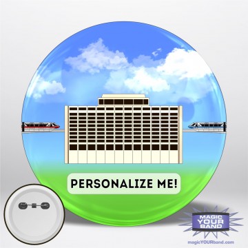 Contemporary Hotel and Monorail Personalizable Park Button