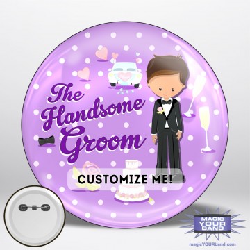 Handsome Groom (Purple) Button