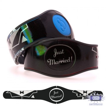 Just Married (Groom) on Shimmering Silver Glitter MagicBand 2 Skin