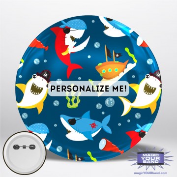 Pirate Sharks Pattern Personalizable Park Button