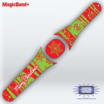 Red and Green Merry Christmas MagicBand+ Skin