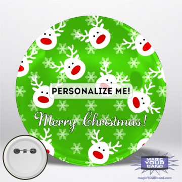 Christmas Reindeer (Green) Personalizable Park Button